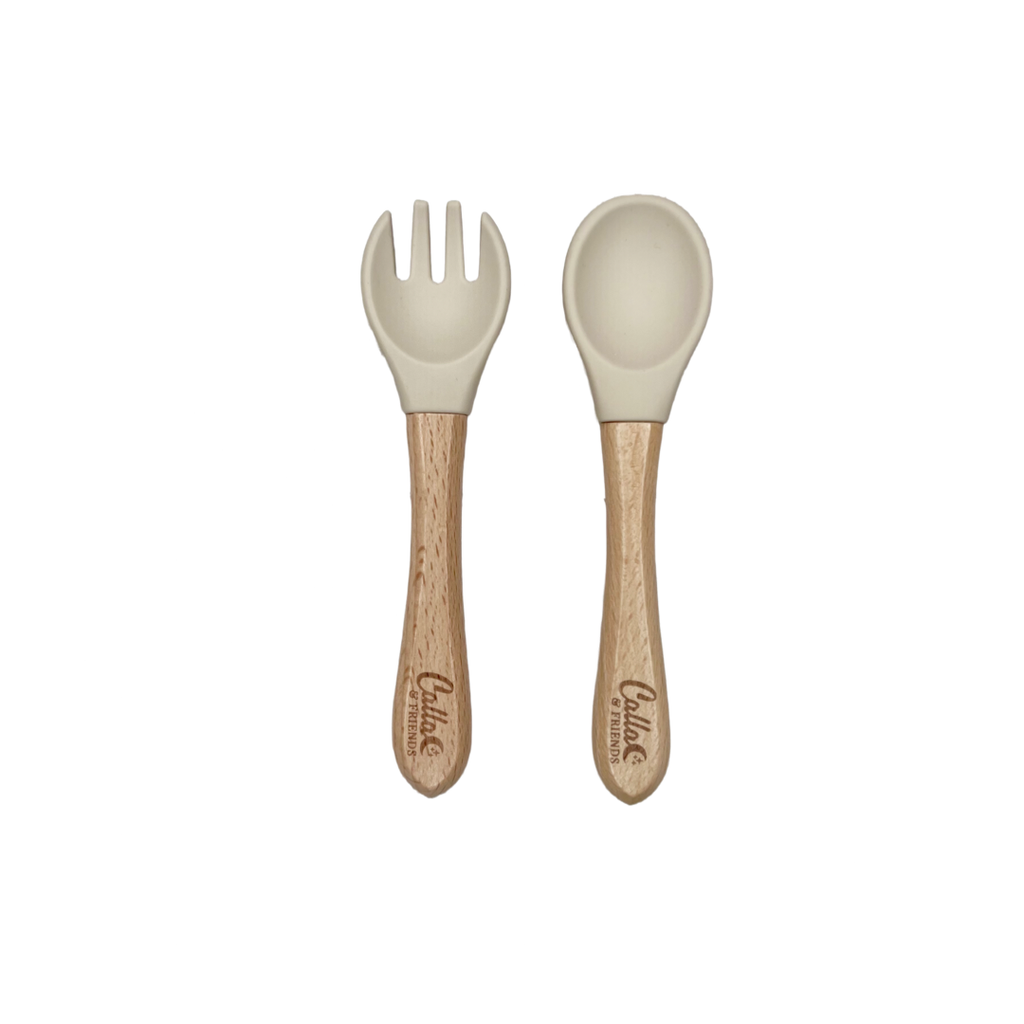 Calla & Friends - Silicone & Beechwood Toddler Utensil Set