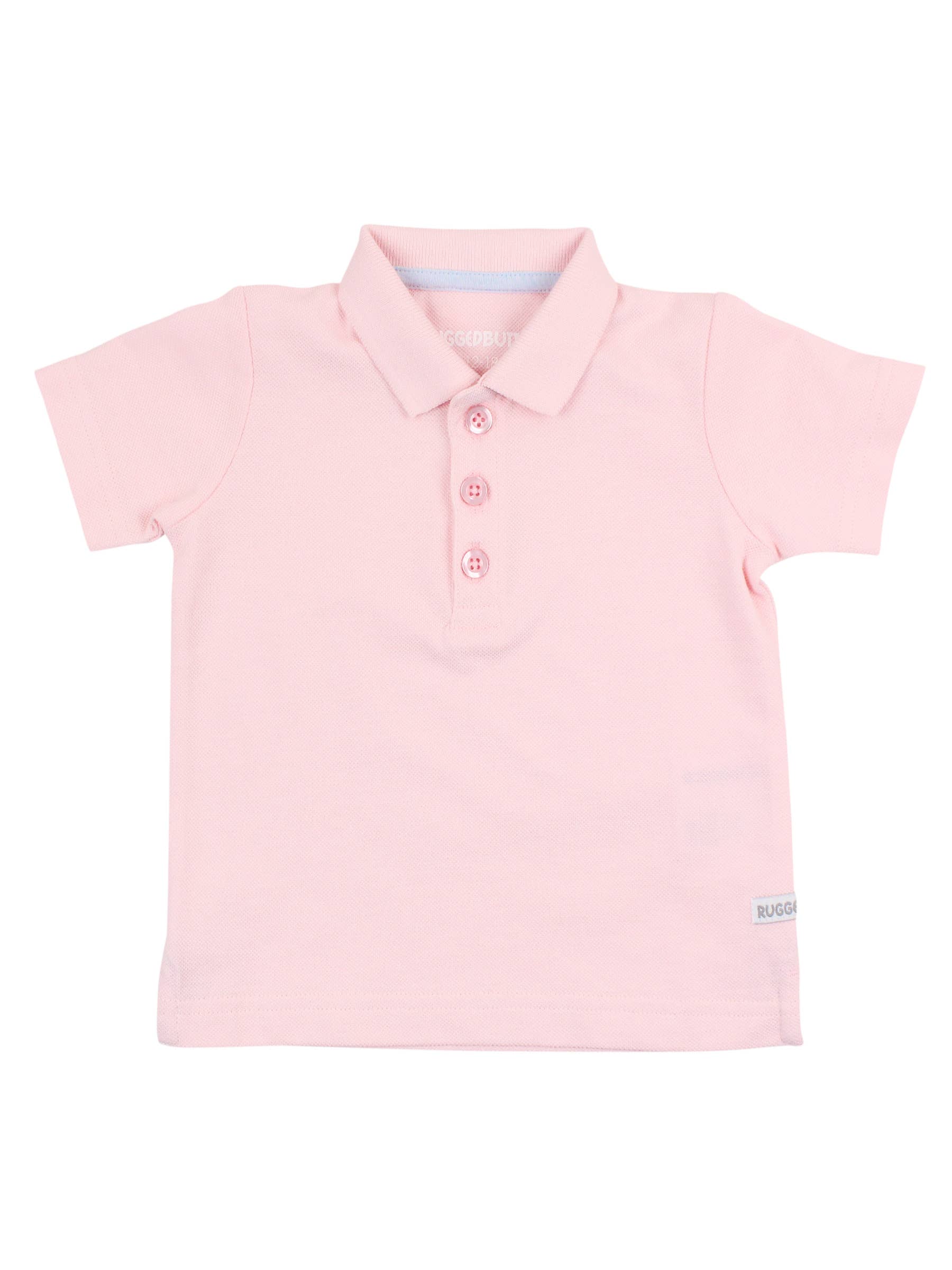 RuffleButts + RuggedButts - Boys Pink Pique Short Sleeve Polo Shirt