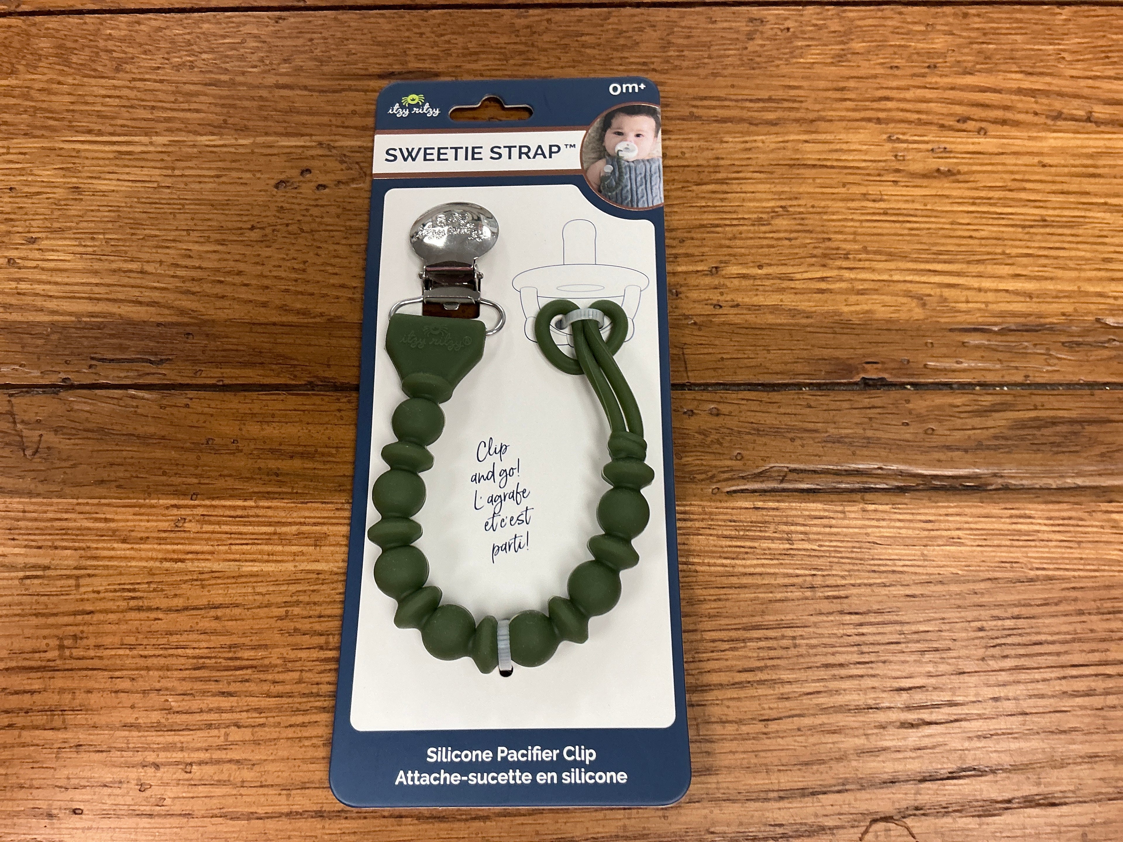 Sweetie strap silicone paci clip dark green