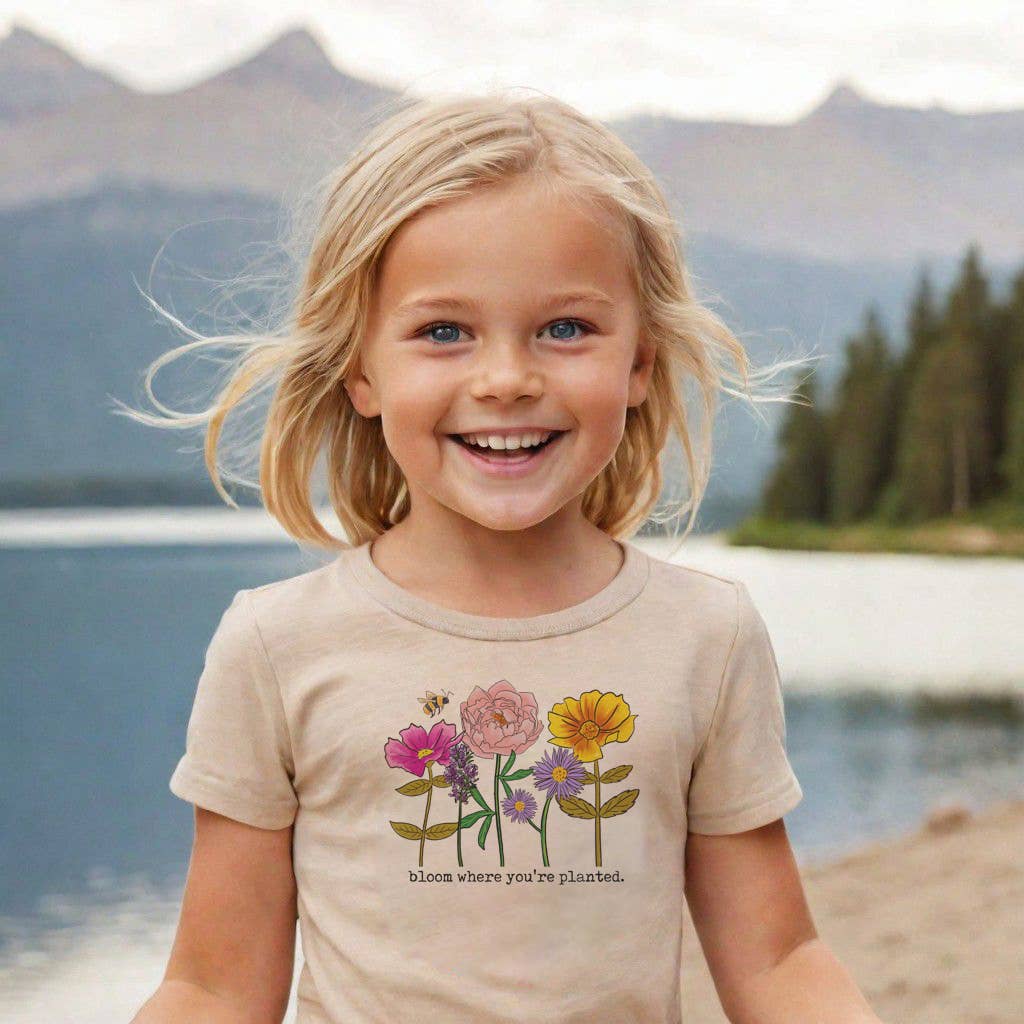 Barefoot Baby - Bloom where you're planted Spring Flower Shirt Girl Clothes