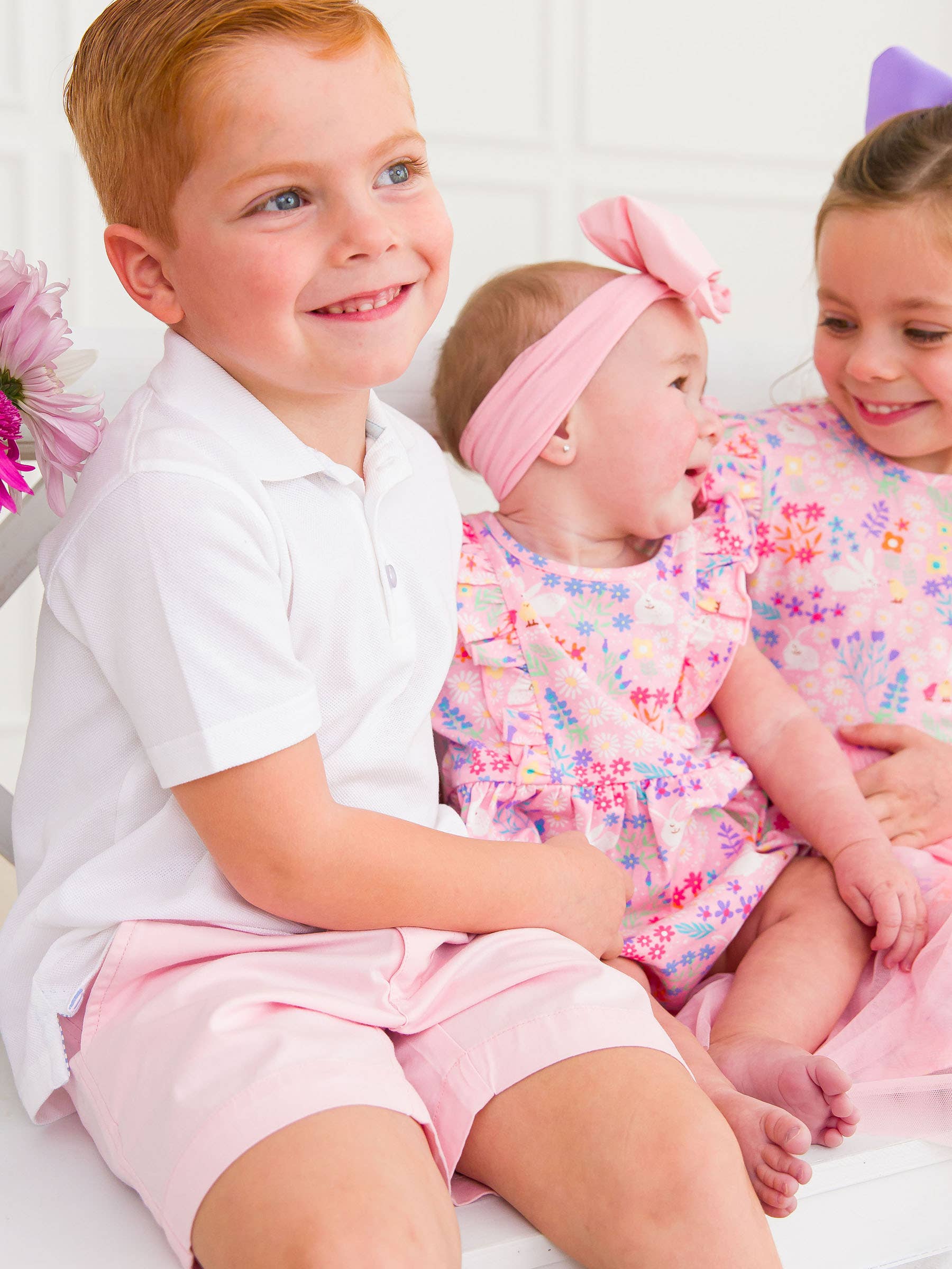 RuffleButts + RuggedButts - Boys Pink Stretch Chino Shorts