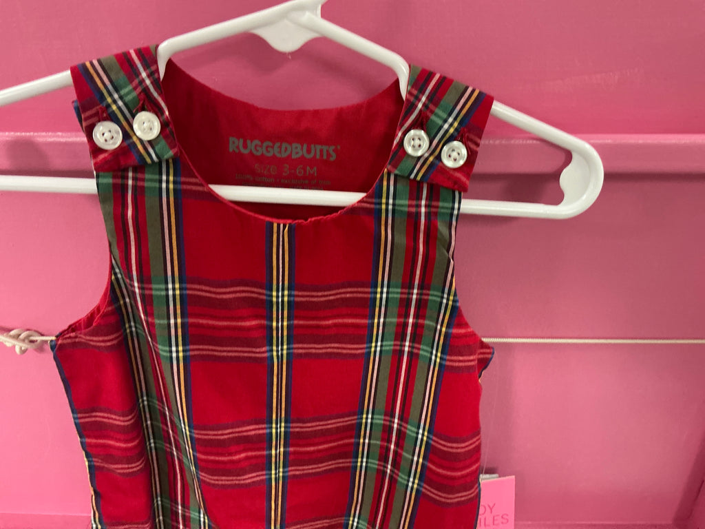 Rugged Butts tis the season red plaid longall romper 40%off