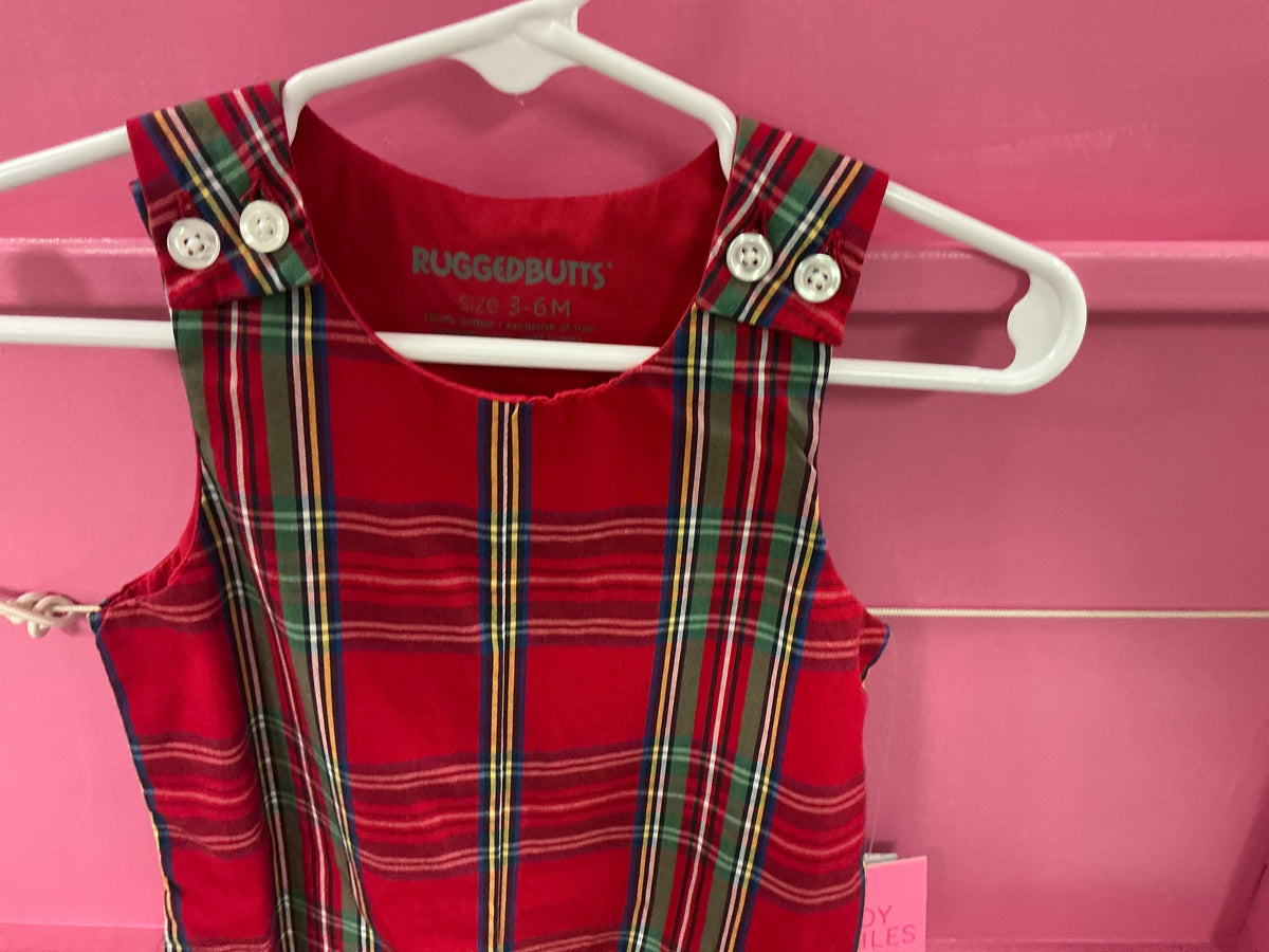 Rugged Butts tis the season red plaid longall romper 40%off