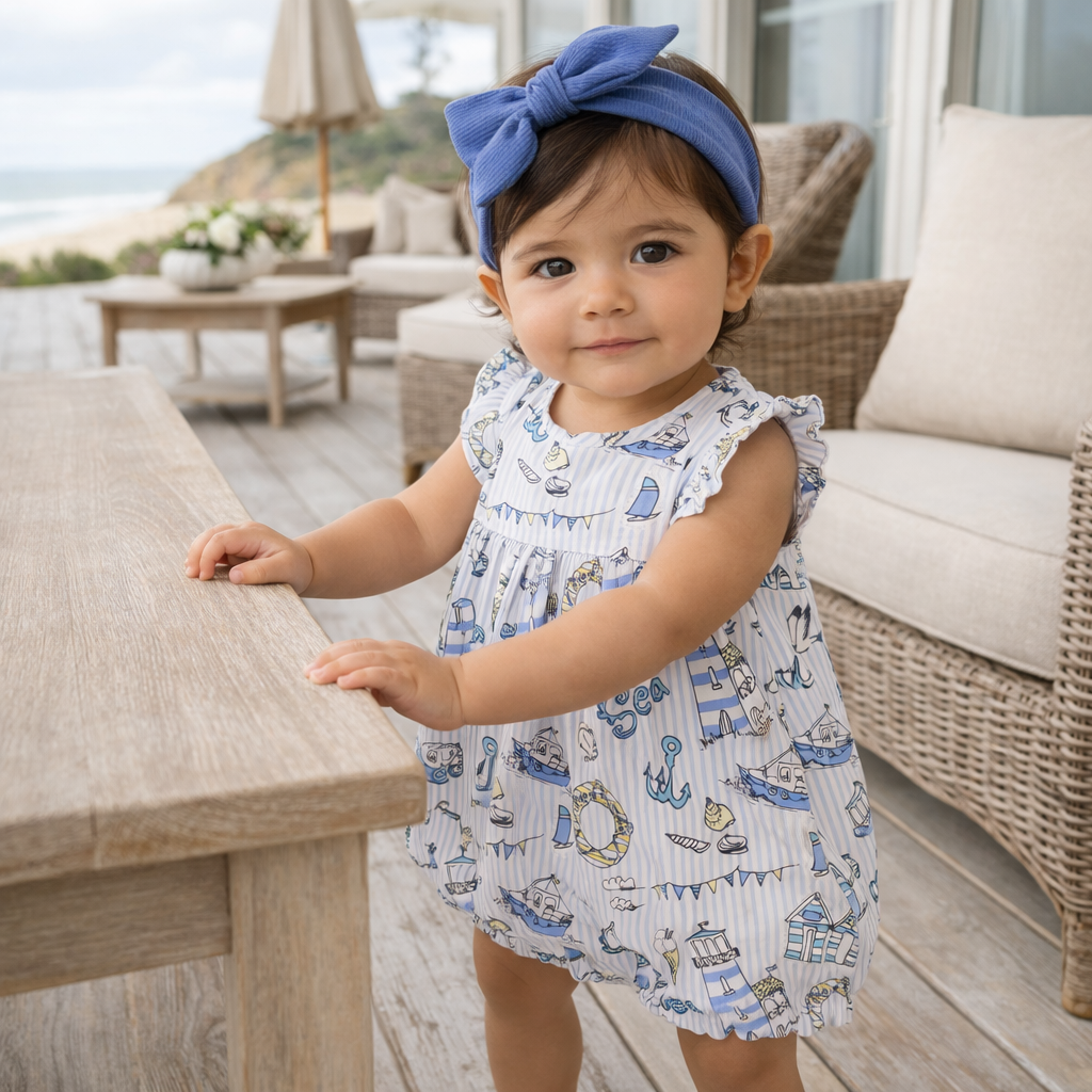 Tesa Babe - Seashore Bubble Romper – Bamboo Baby Girl Outfit