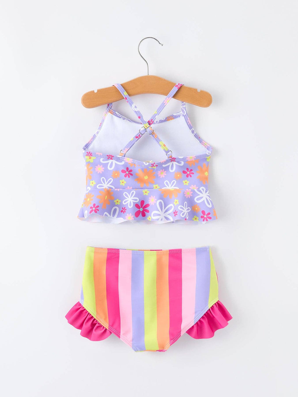 Rylee Faith Designs - Summer Rainbow Striped Girls Two Piece Swimsuit