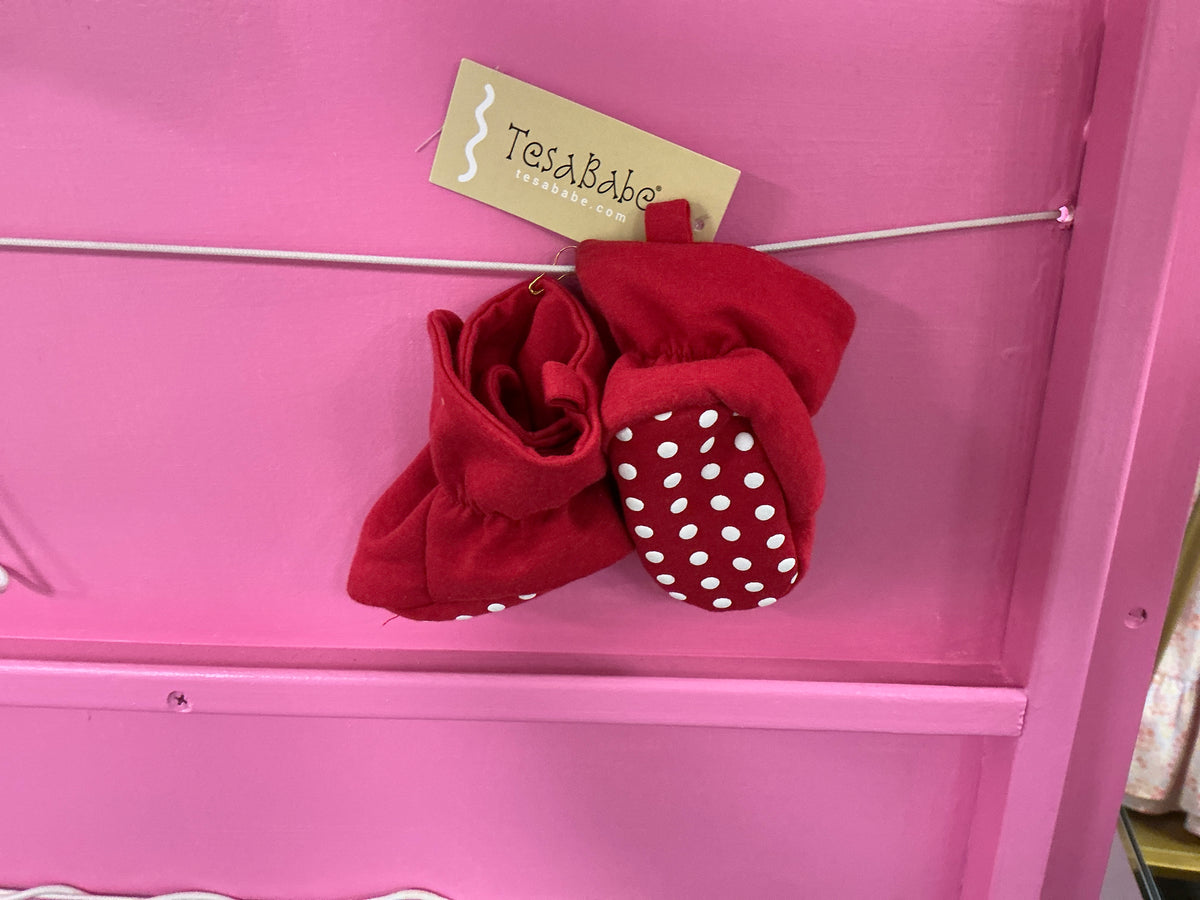 Red baby booties