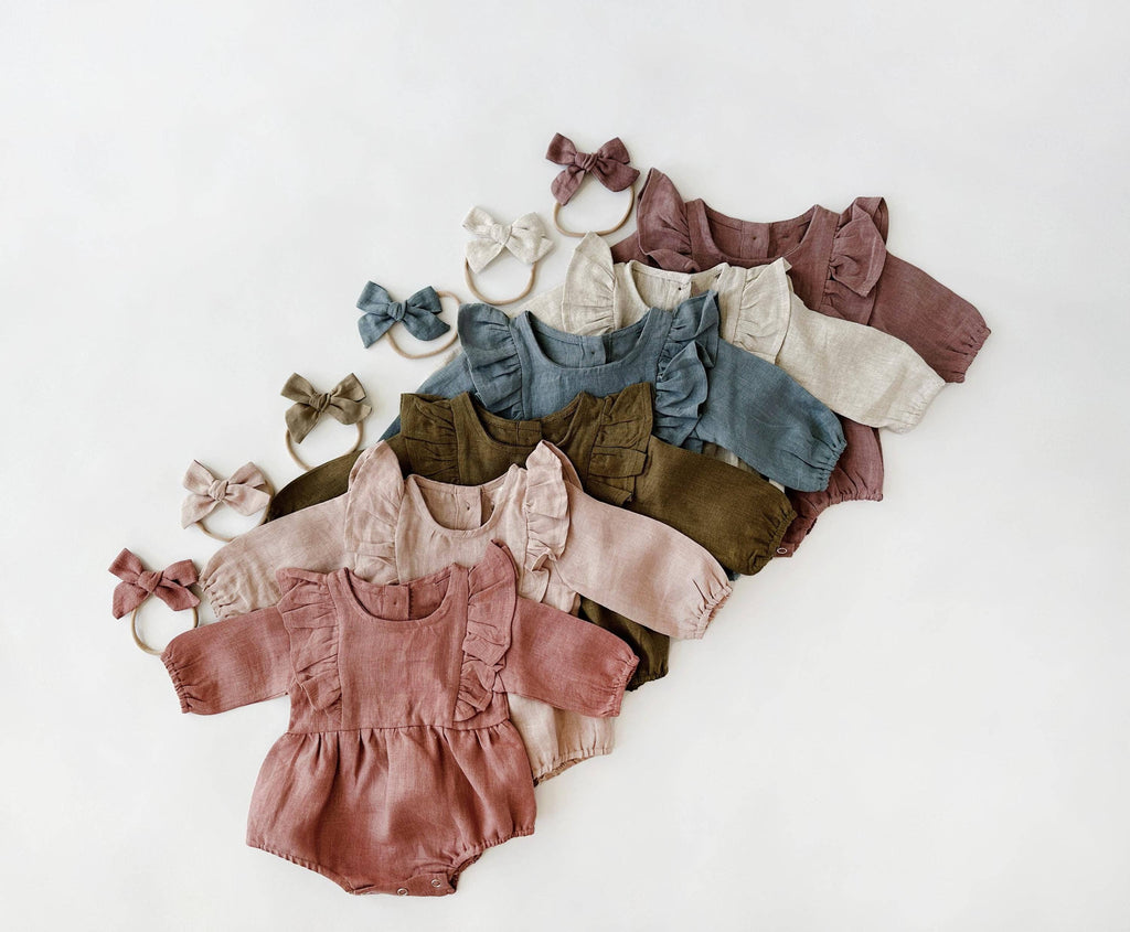 OLIVE & CRADLE - Gabriella Longsleeve Romper with Bow