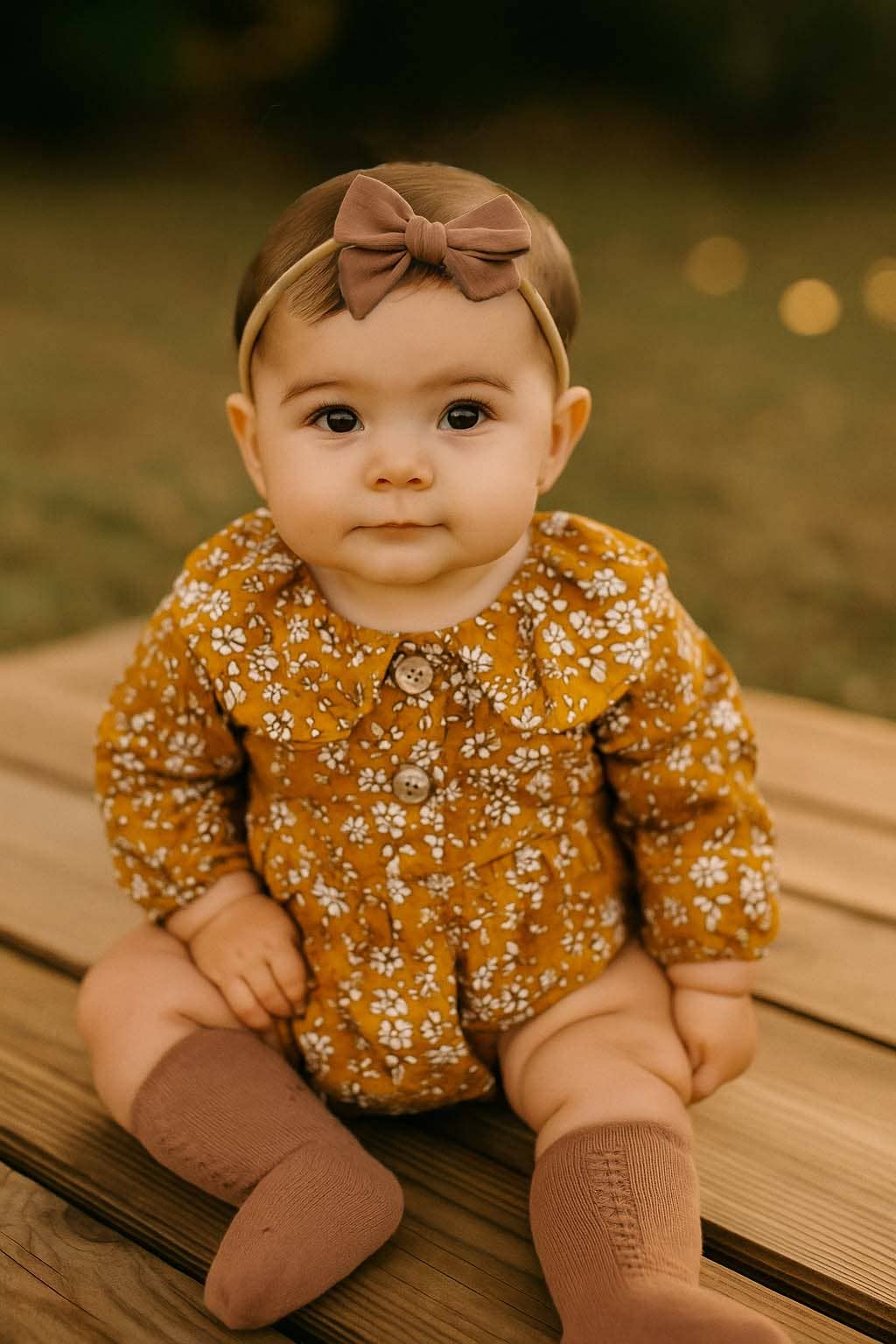 OLIVE & CRADLE - Mustard Floral Romper Set