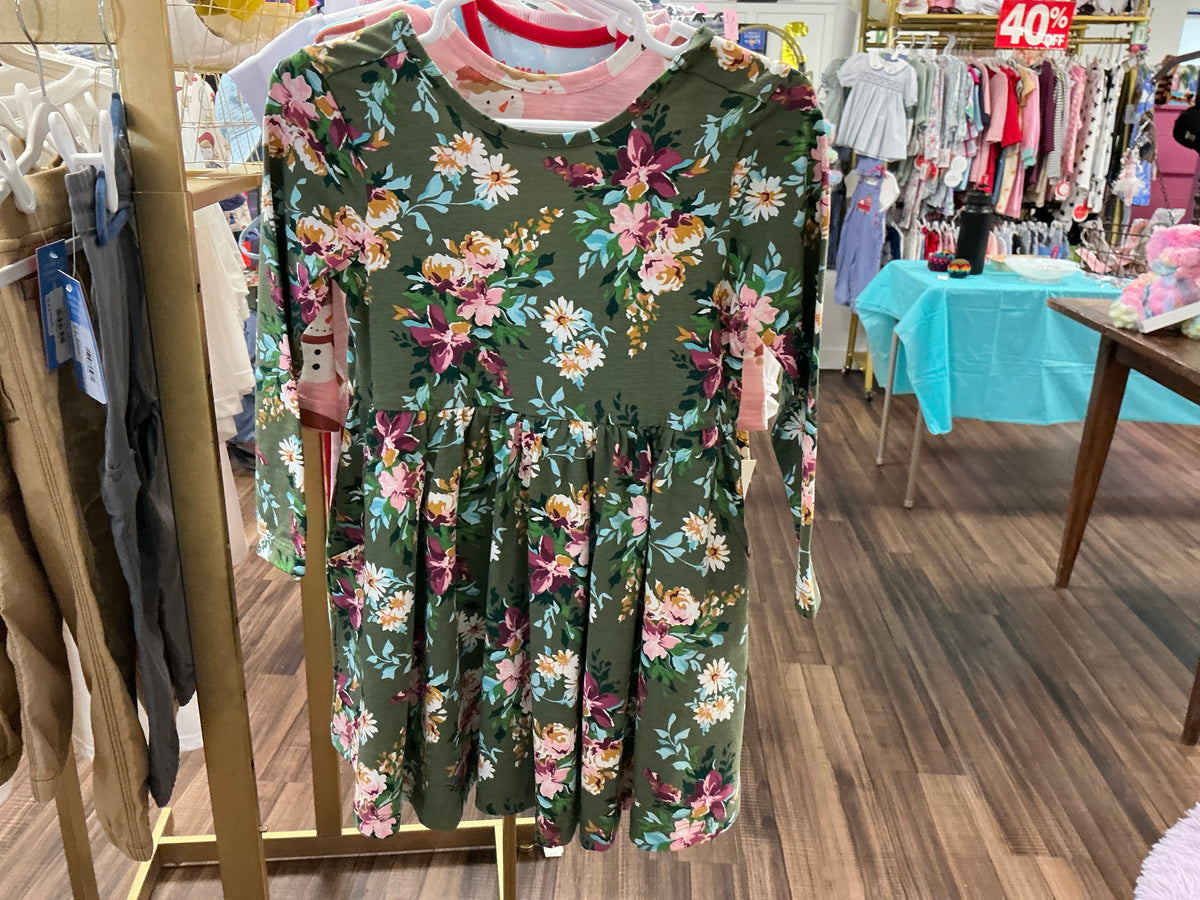 Enchanted Garden knit L/S twirl dress