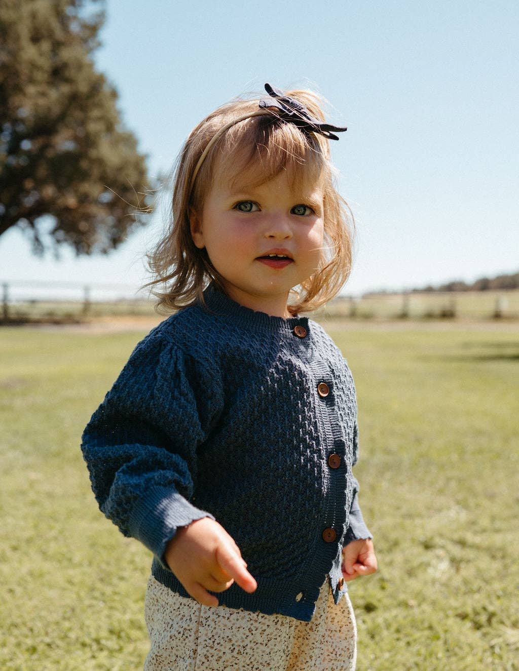 OLIVE & CRADLE - Pointelle Sapphire Cardigan