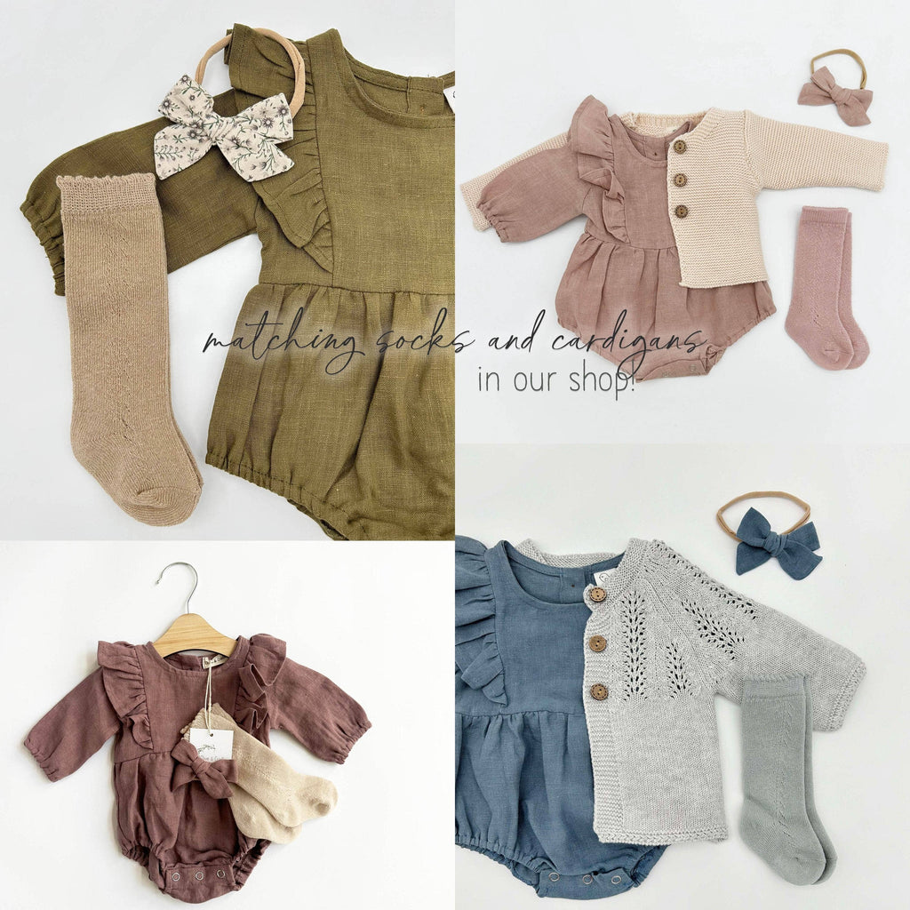 OLIVE & CRADLE - Gabriella Longsleeve Romper with Bow