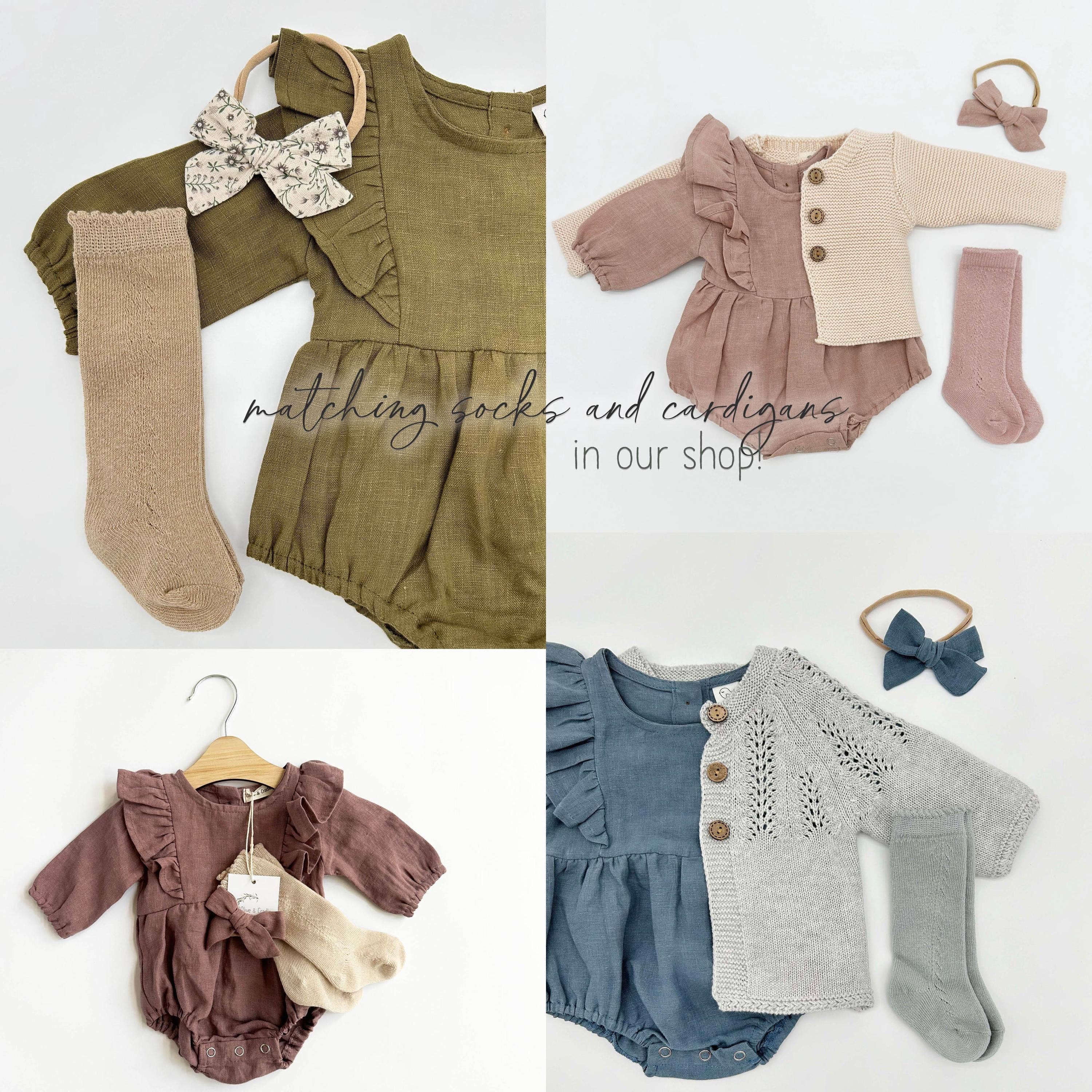 OLIVE & CRADLE - Gabriella Longsleeve Romper with Bow