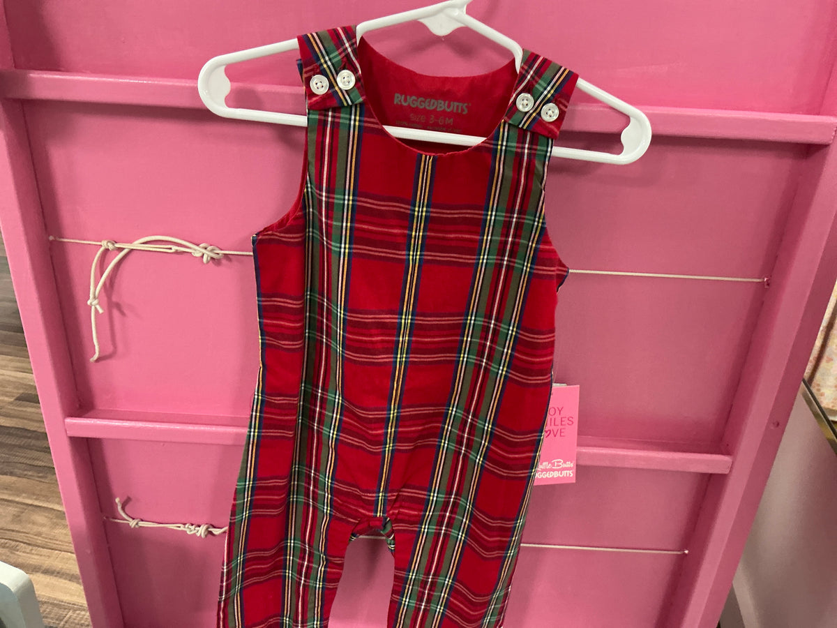 Rugged Butts tis the season red plaid longall romper 40%off