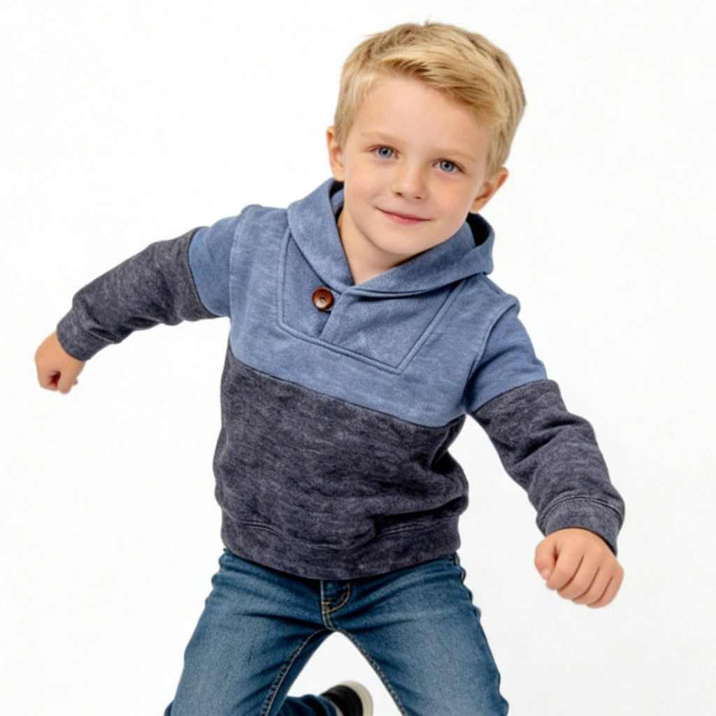 Boys Color Block Shawl Collar