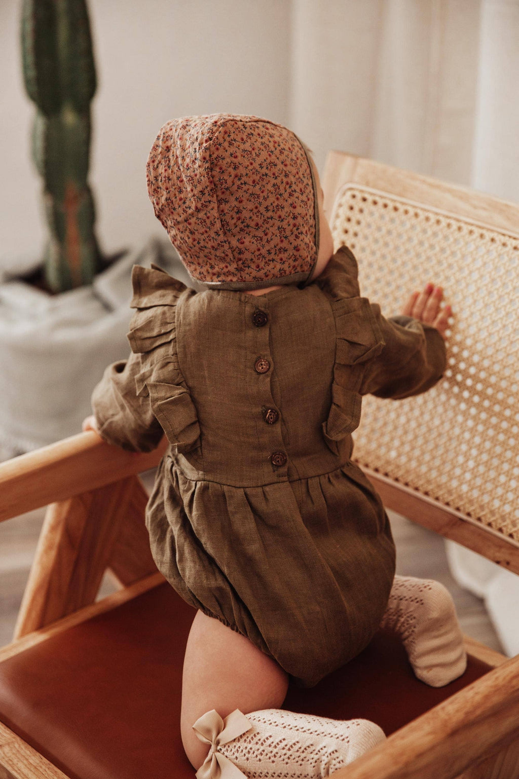 OLIVE & CRADLE - Gabriella Longsleeve Romper with Bow