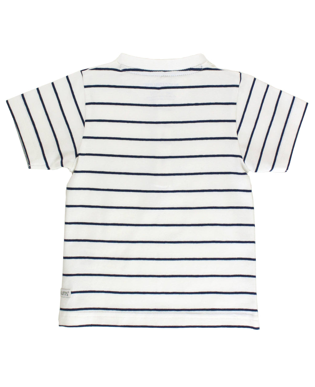 RuffleButts + RuggedButts - Boys White & Navy Stripe Short Sleeve Henley