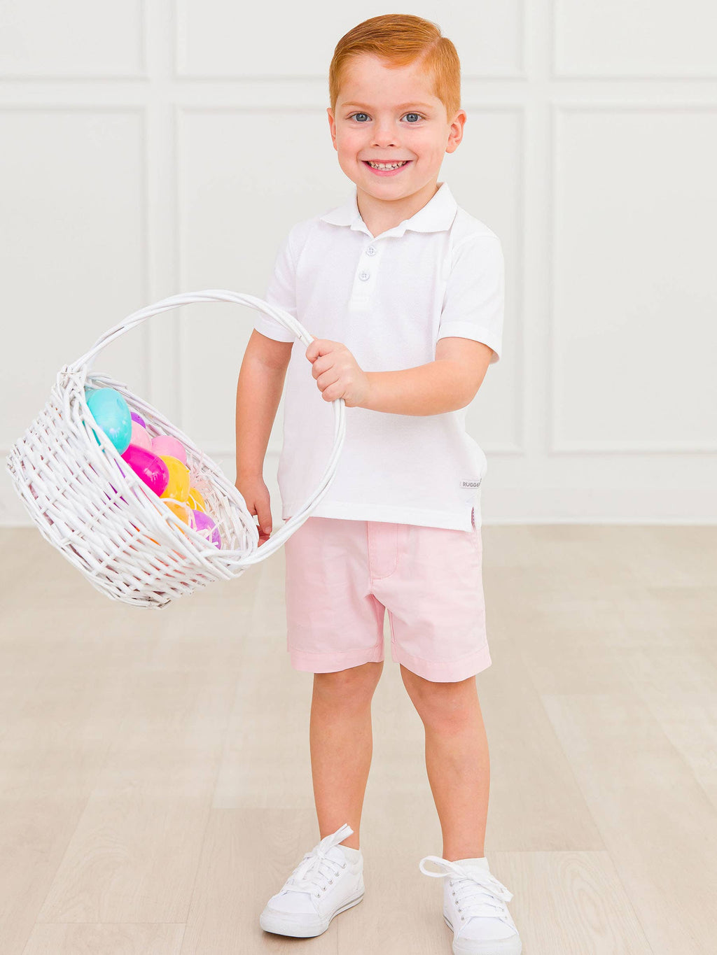 RuffleButts + RuggedButts - Boys Pink Stretch Chino Shorts