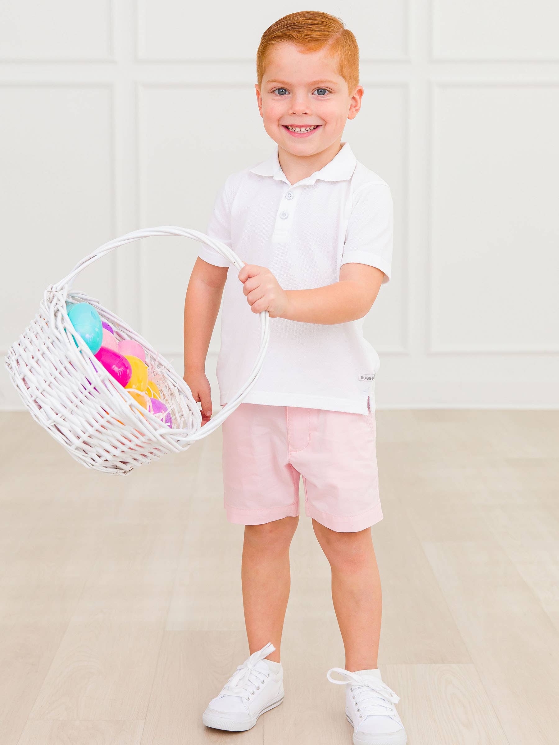 RuffleButts + RuggedButts - Boys Pink Stretch Chino Shorts