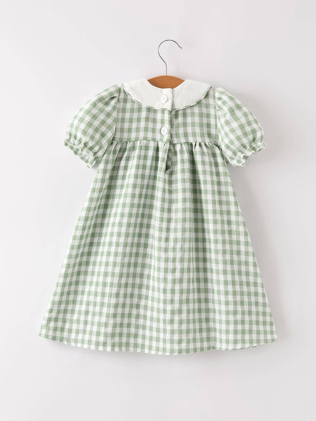 Rylee Faith Designs - Fall Halloween & Thanksgiving Pumpkin Applique Plaid Green Girls Dress