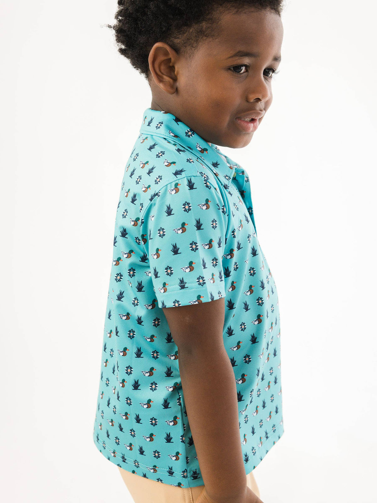 RuffleButts + RuggedButts - Boys Dapper Ducks Knit Short Sleeve Performance Polo