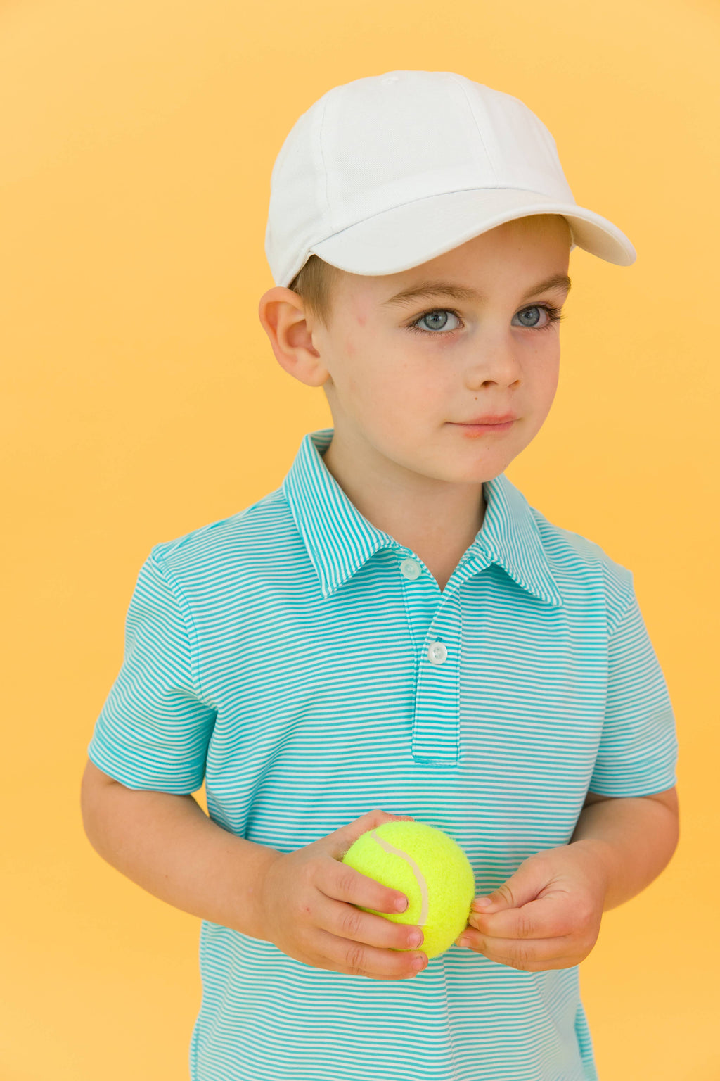 RuffleButts + RuggedButts - Boys Bright Aqua Micro Stripe Knit Short Sleeve Performance Polo