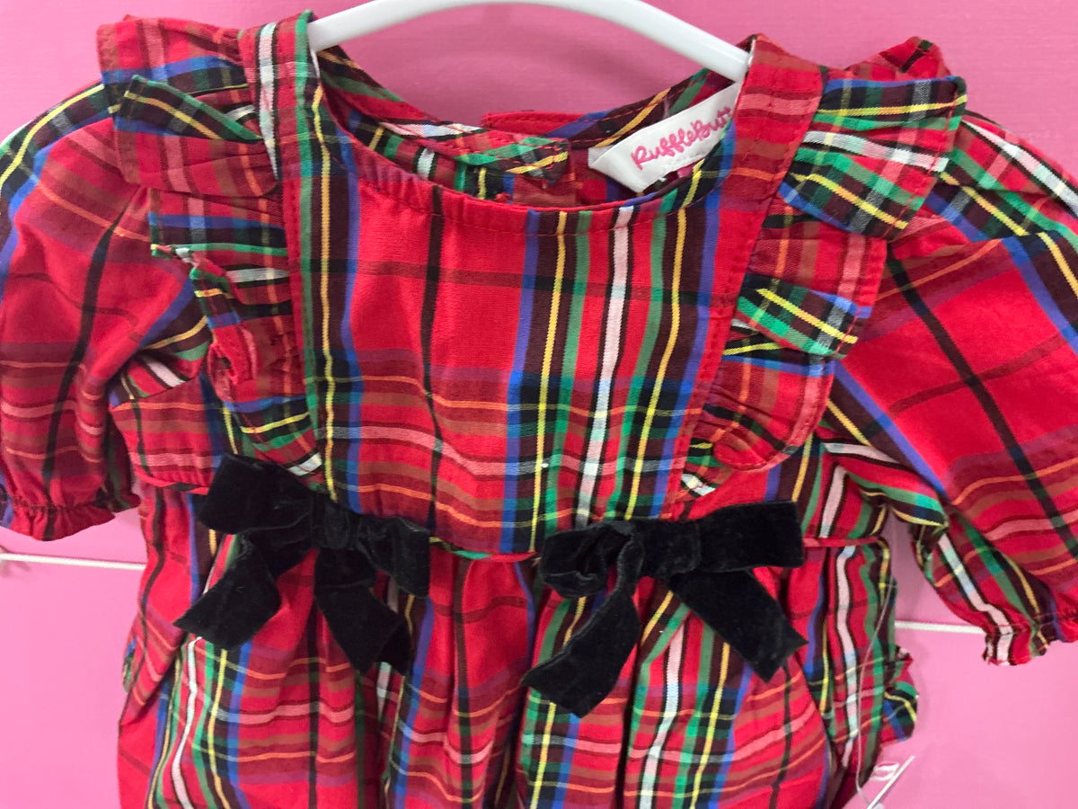 RuffleButts Red plaid bubble