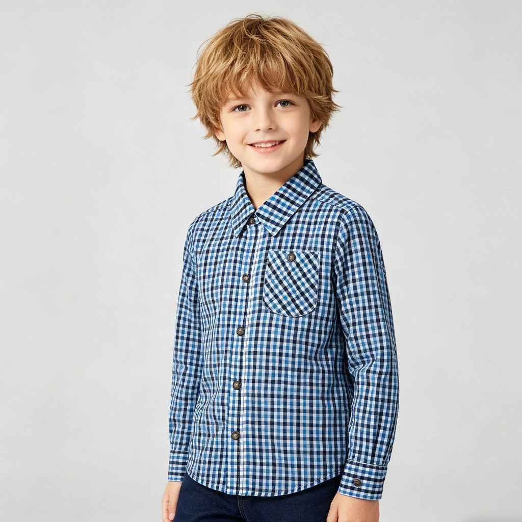 Boys Gingham Long Sleeve Button-Down
