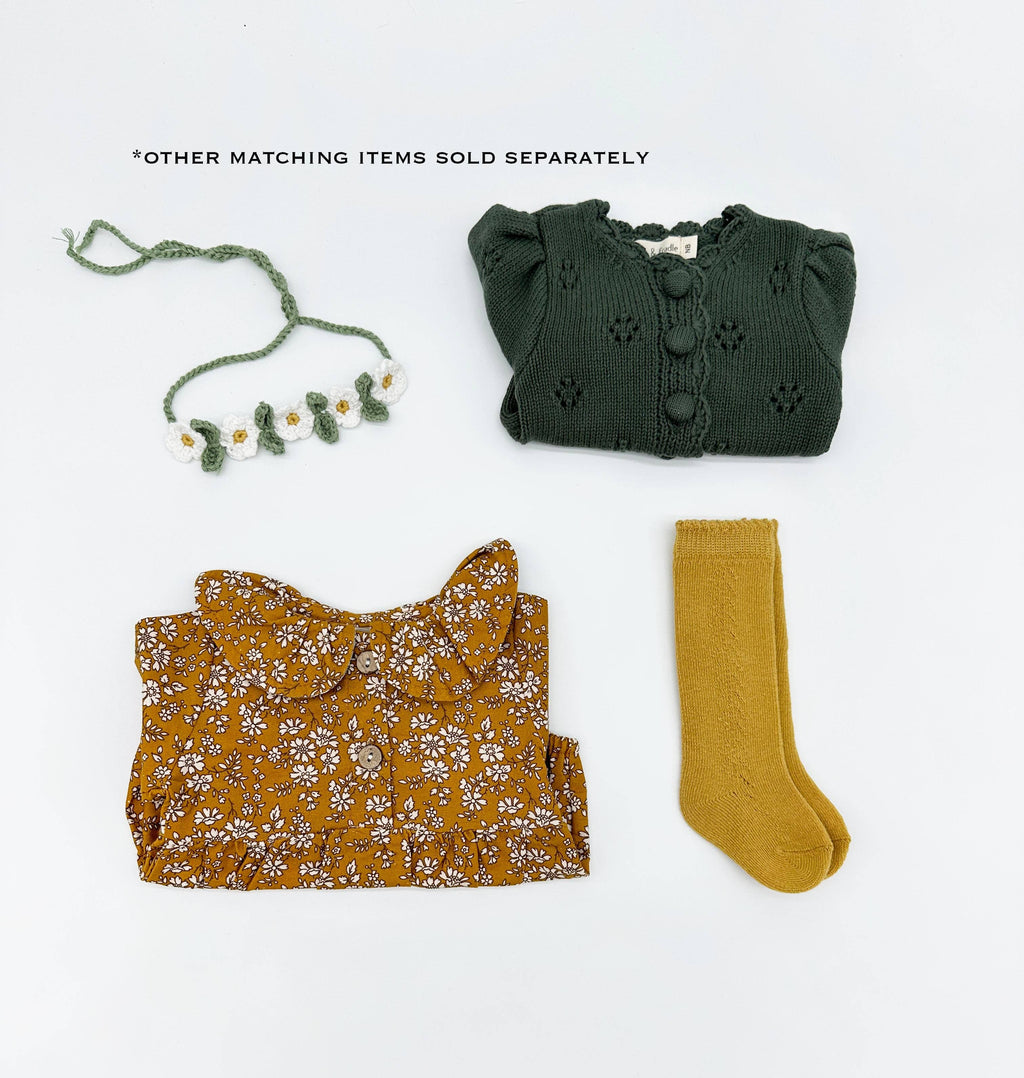 OLIVE & CRADLE - Mustard Floral Romper Set
