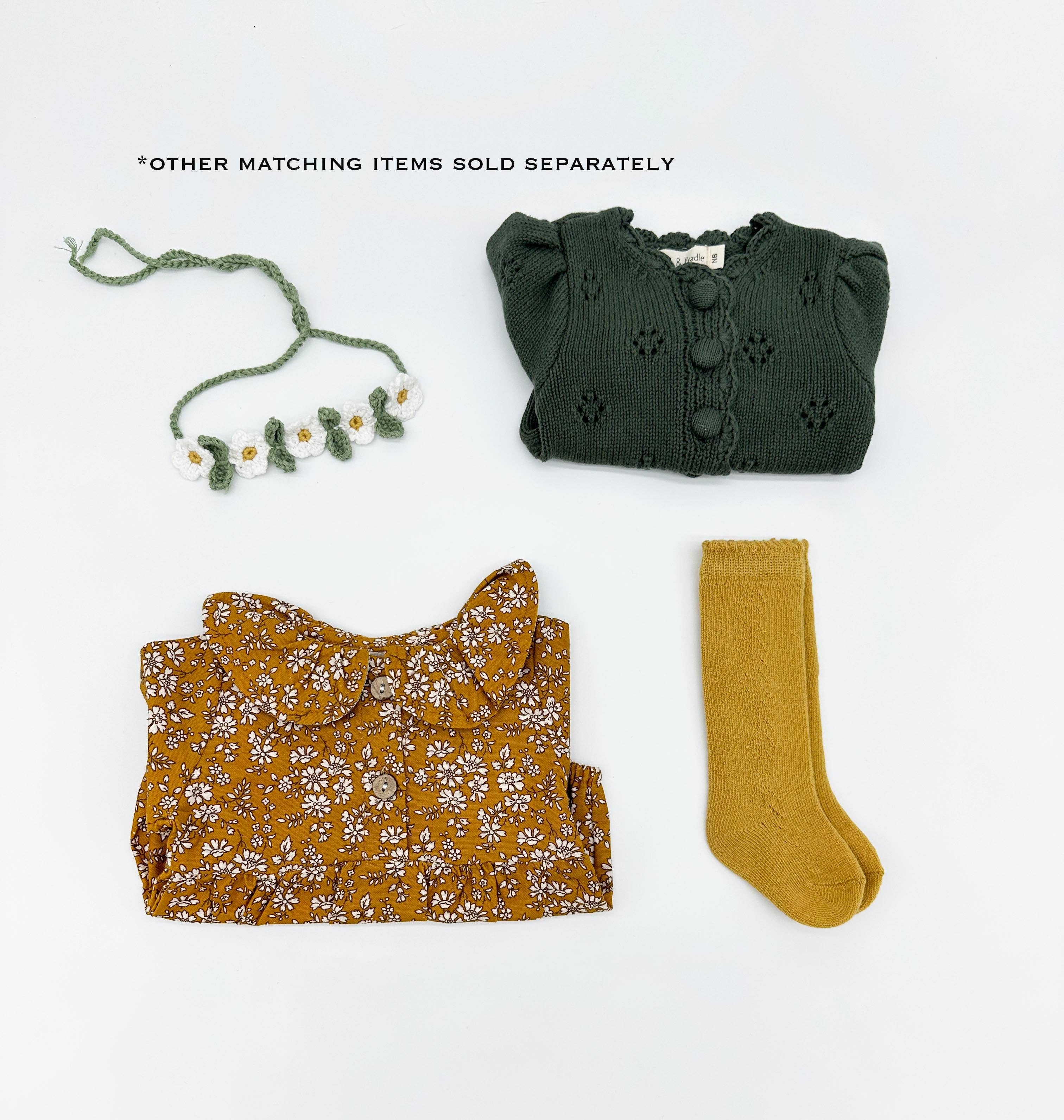 OLIVE & CRADLE - Mustard Floral Romper Set