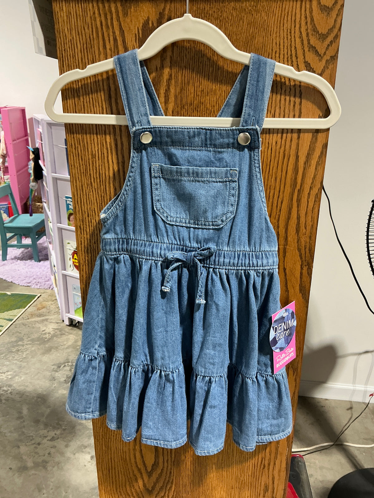 RuffleButts light wash denim girls jumper dress
