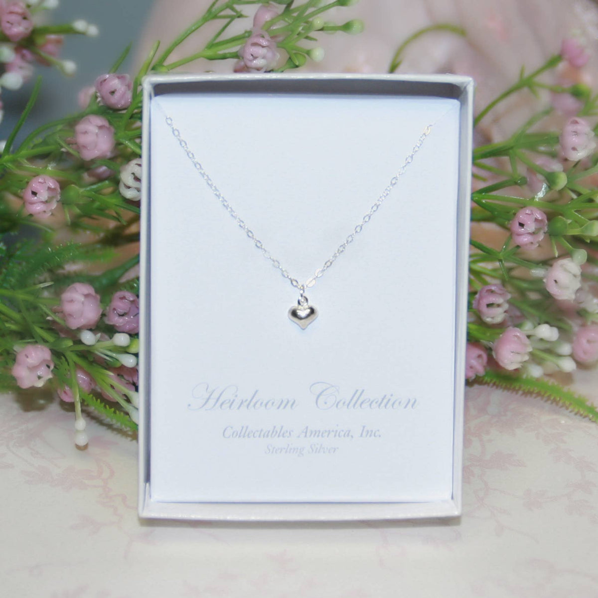 Collectables Am - Sterl Silver Puff Heart Necklace  STG-277