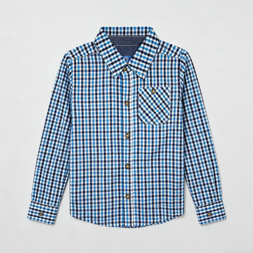 Boys Gingham Long Sleeve Button-Down