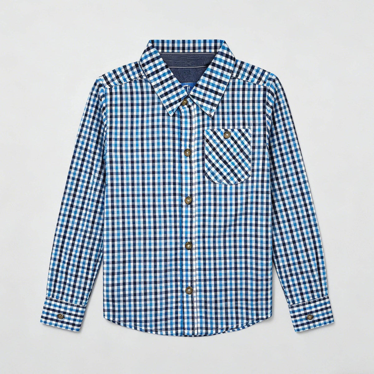 Boys Gingham Long Sleeve Button-Down