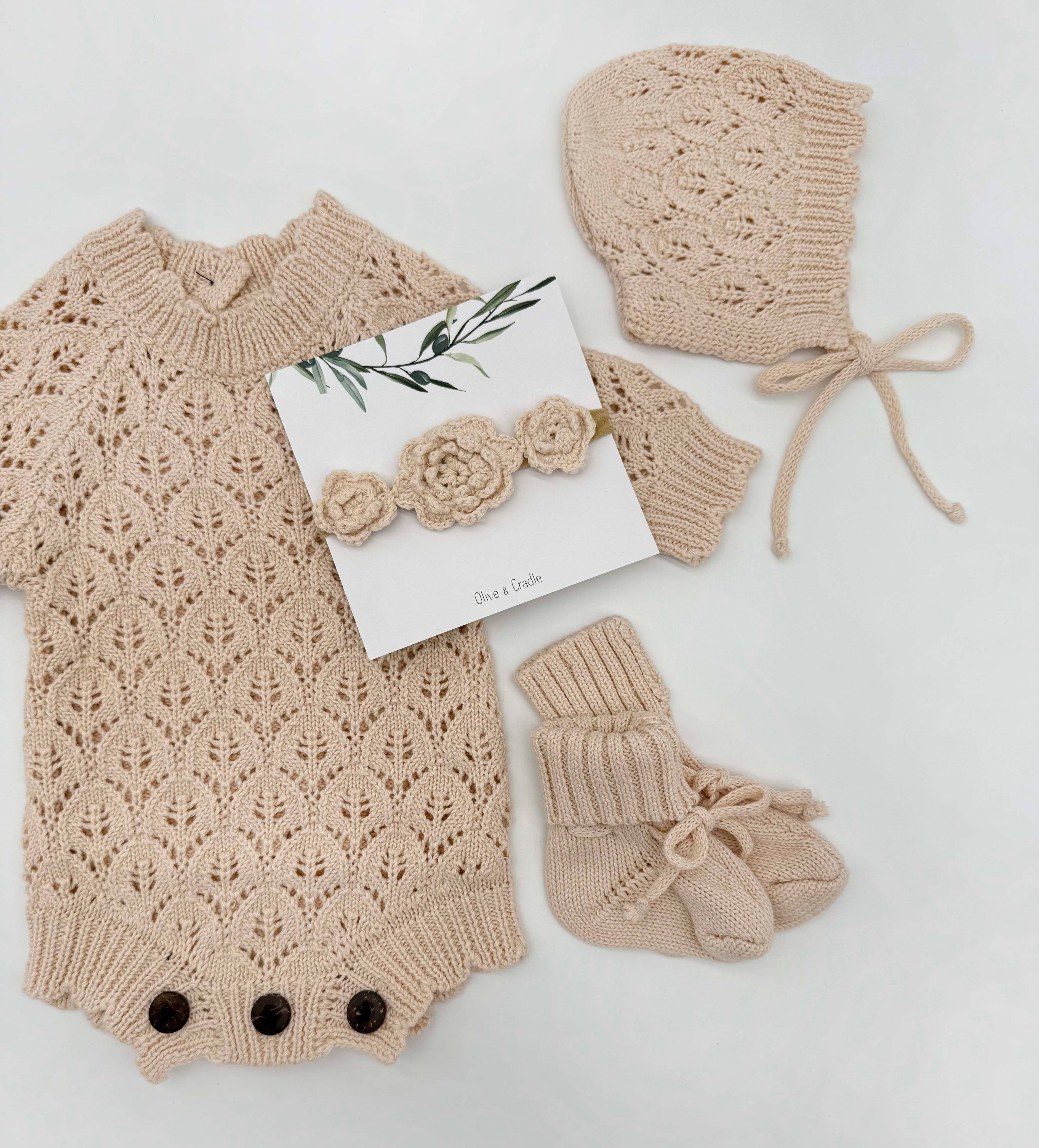 OLIVE & CRADLE - Apricot Pink Lacy Romper