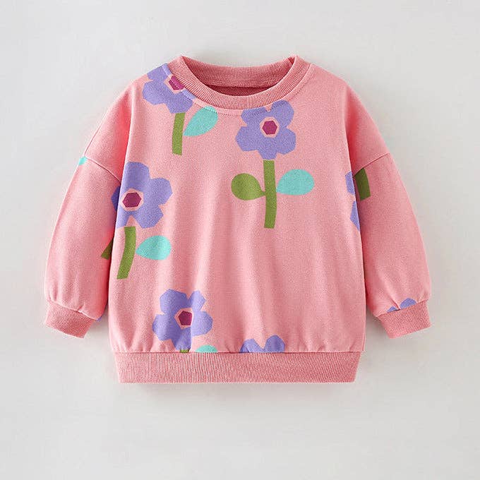 The Find Peaks - Girls' Cartoon Print Cotton Sweatshirt Casual Style