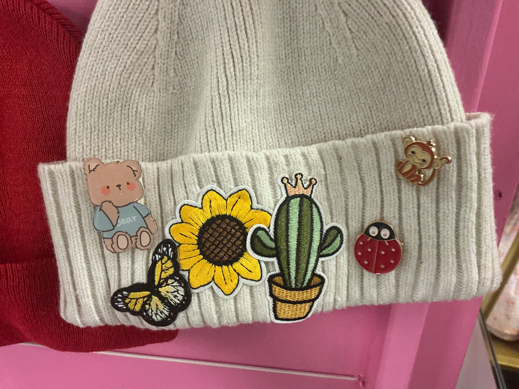 Knit Beanie with patches