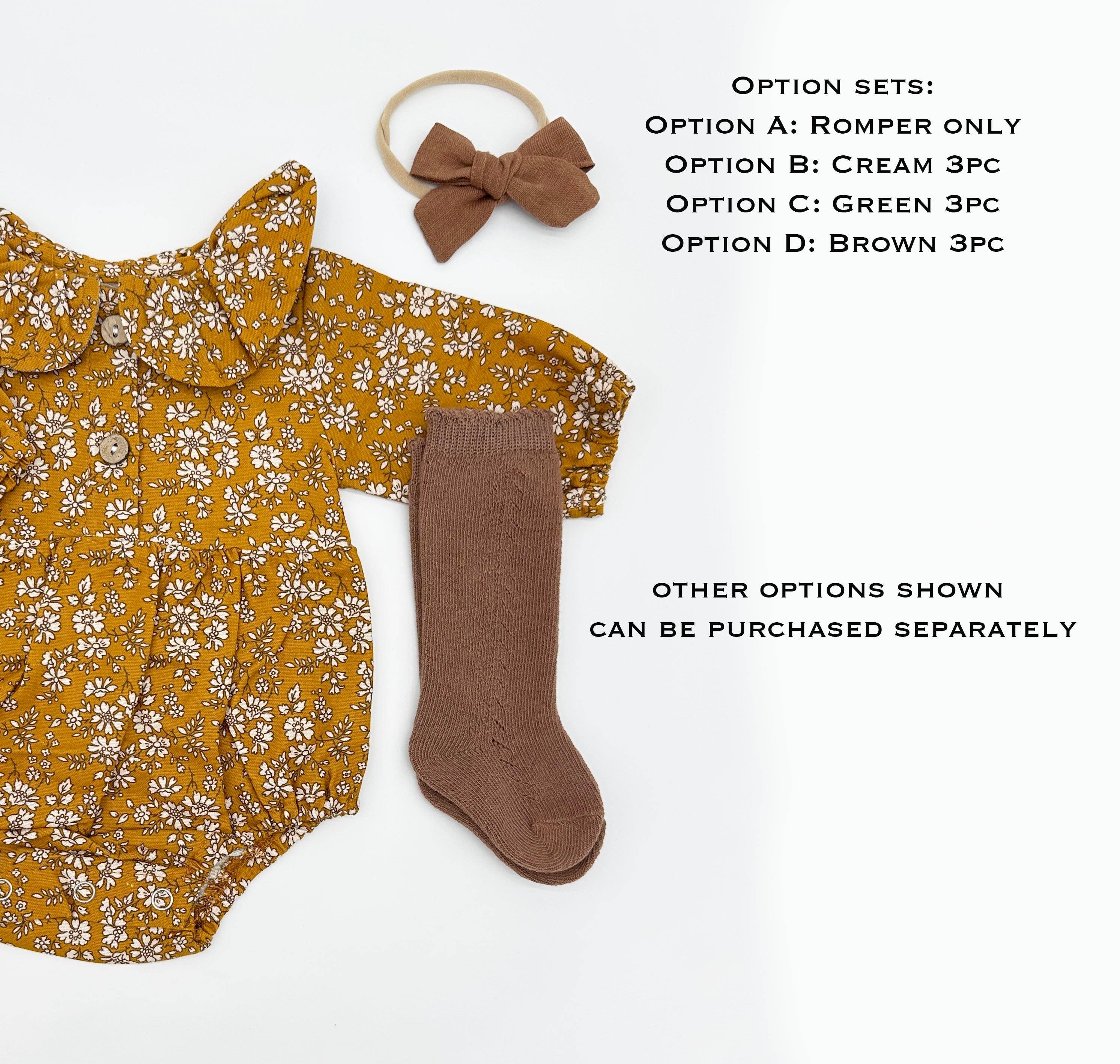 OLIVE & CRADLE - Mustard Floral Romper Set