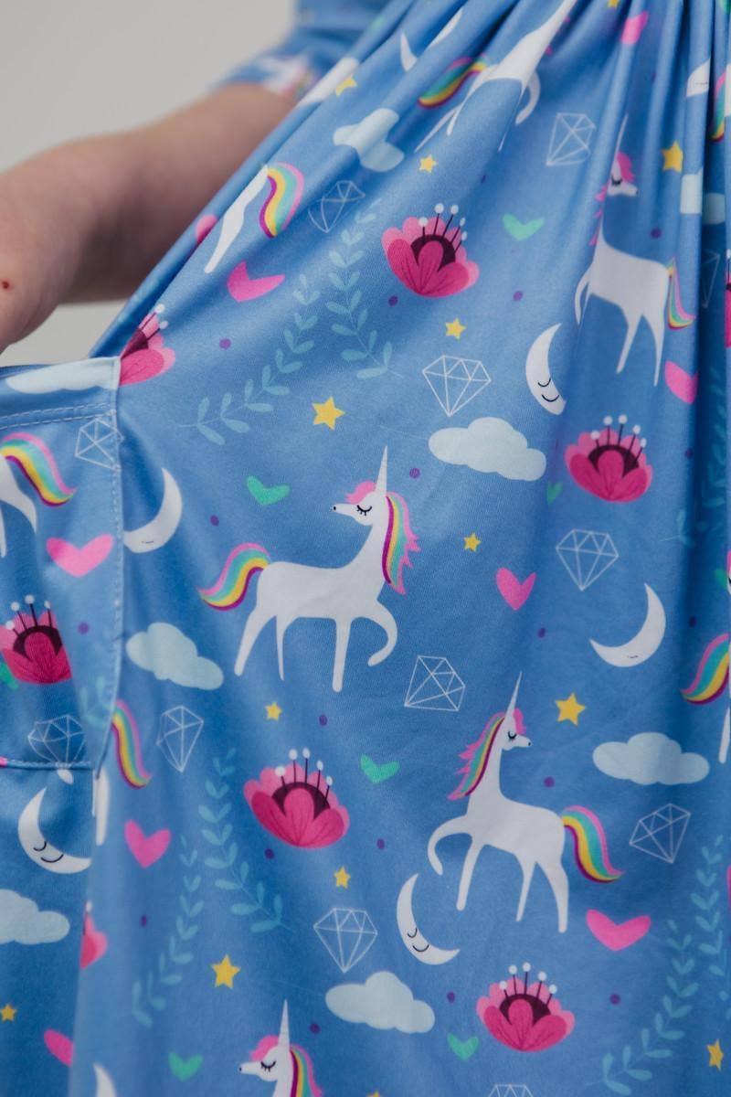 Mila & Rose - Blue Moon 3/4 Sleeve Pocket Twirl Dress