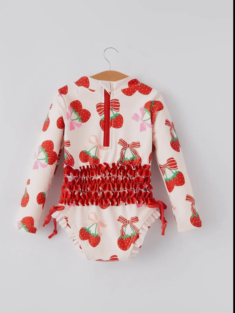 Strawberry  Girls One Piece Swim