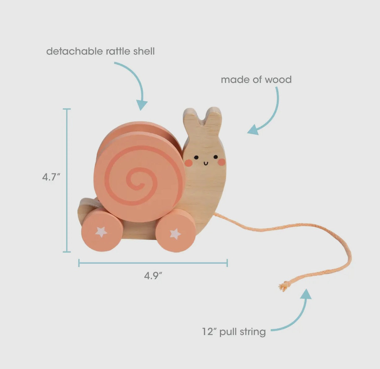 Snail Rattle Wood Pull Toy