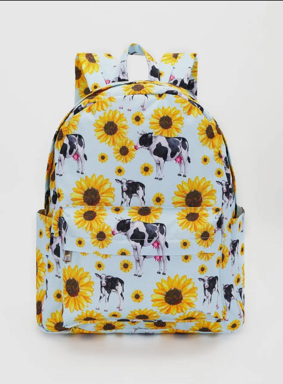 Big Kids Cows And Sunflower Backpack