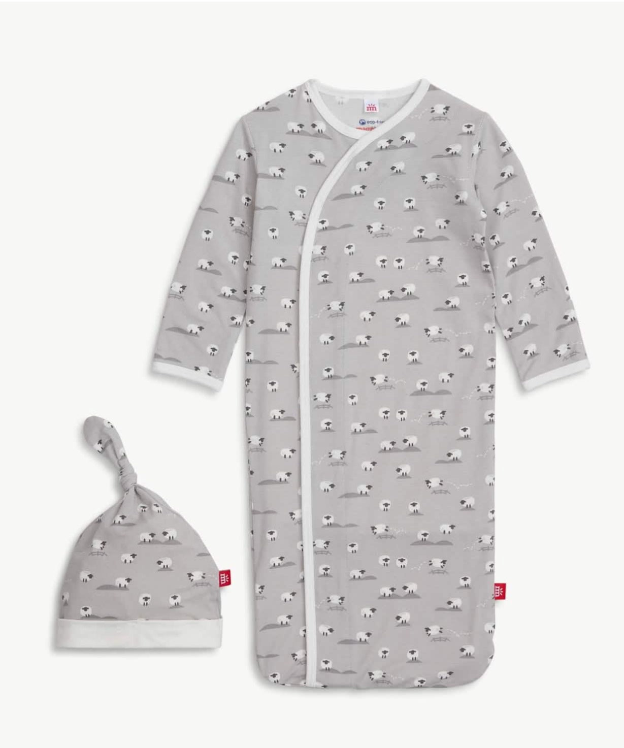 Grey Baa Baa Gown Set Nb/3Mos