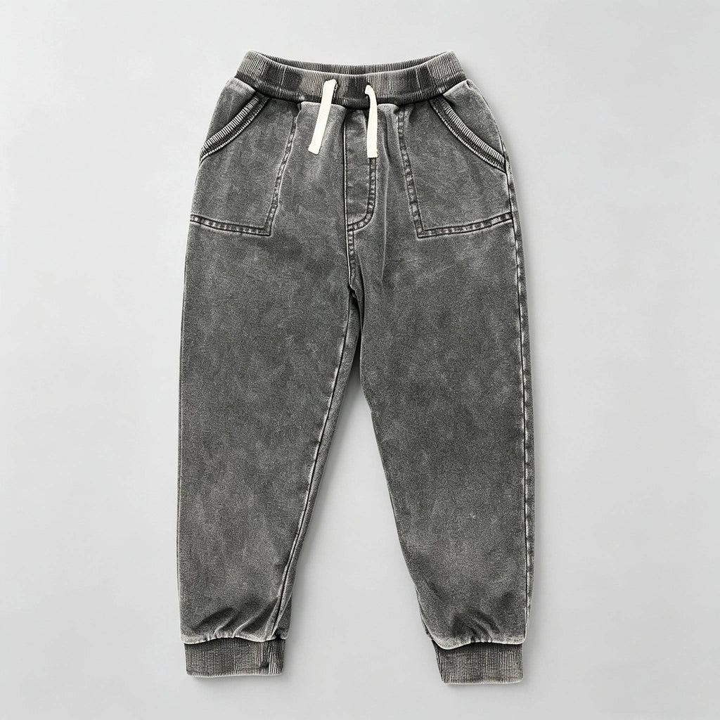 Boys Washed Gray Corduroy Joggers