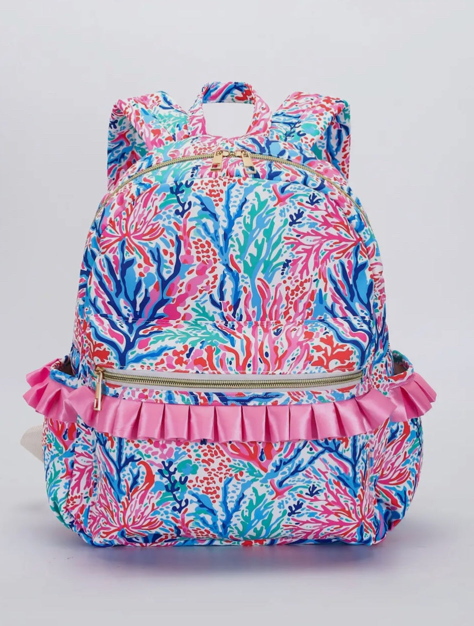 Coral Print Backpack