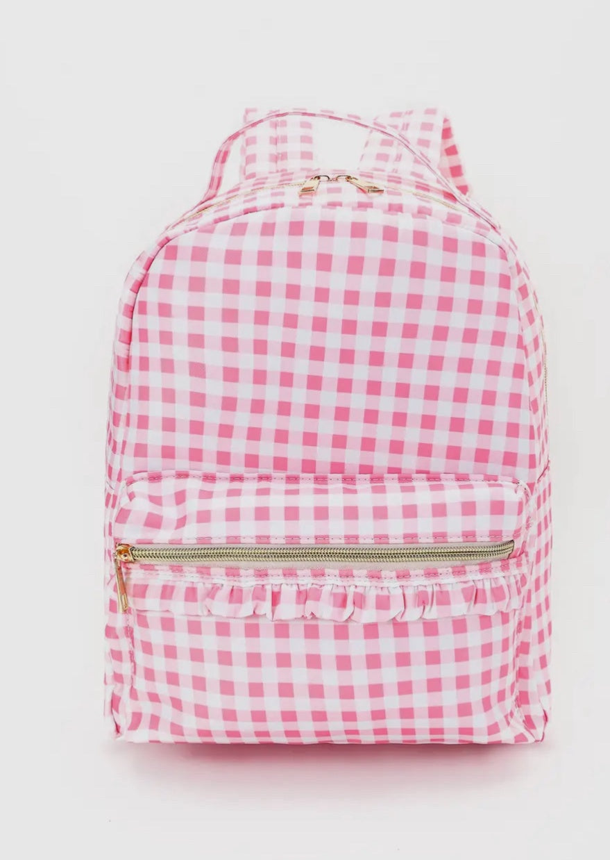 Pink Plaid Ruffle Backpack