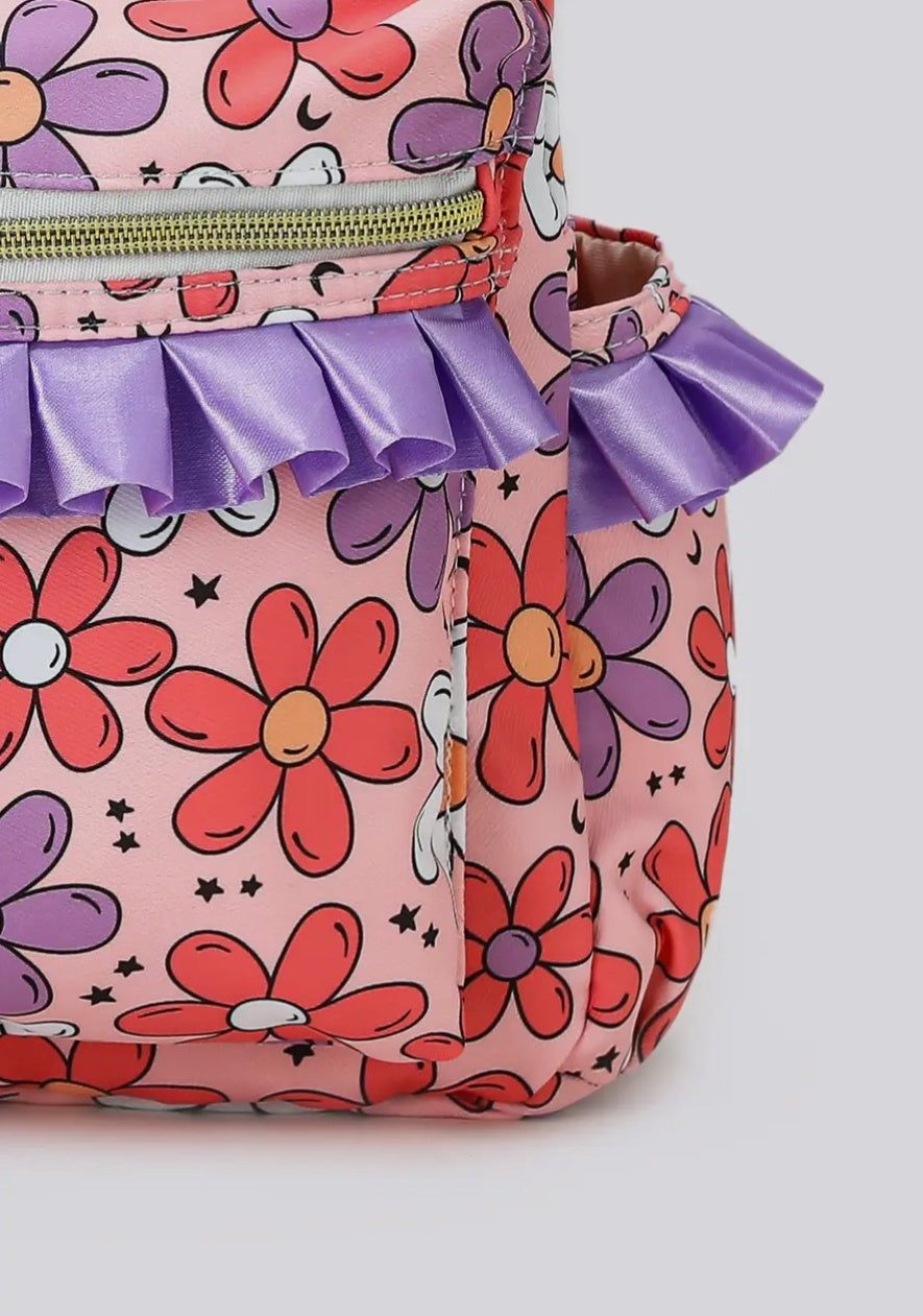 Flower Purple Ruffle Backpack