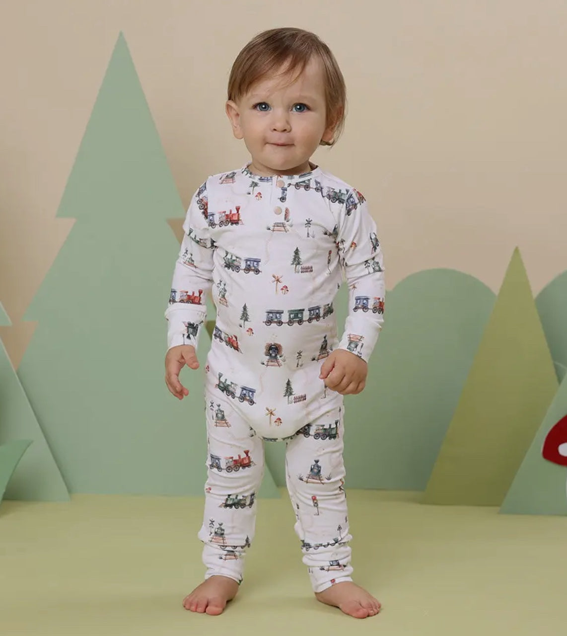 Snuggle Hunny Trains Growsuit