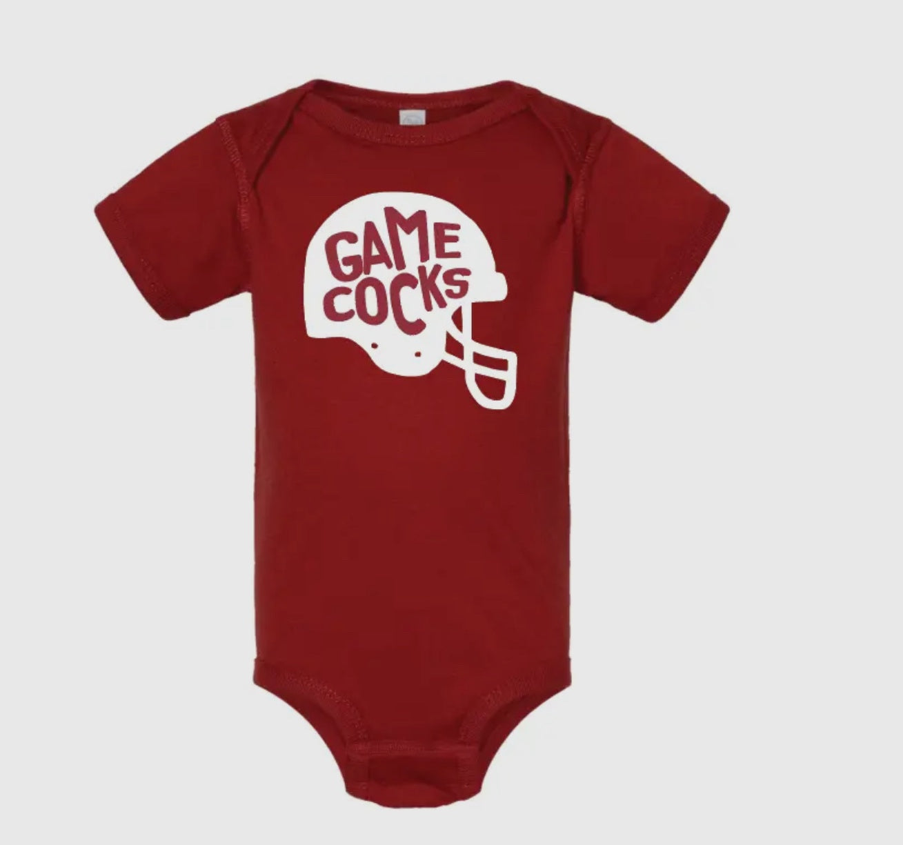 Garnet Gamecock Helmet Onesie