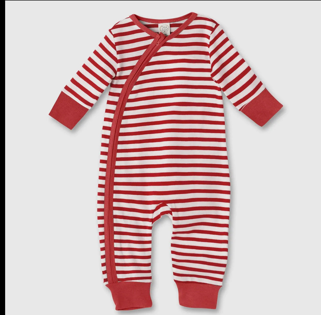Baby Christmas Stripe Zip Romper