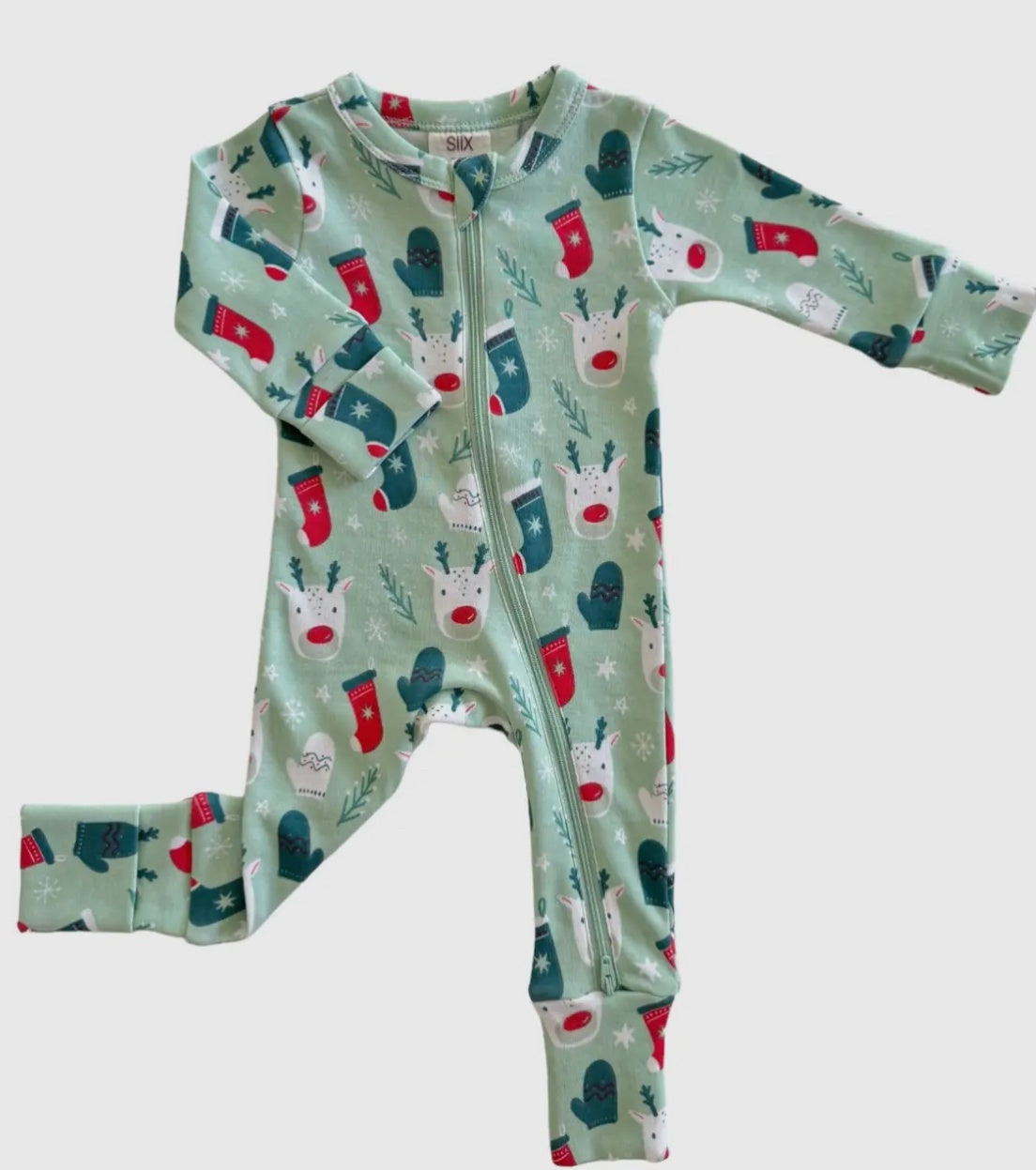 Green Reindeer Organic Romper